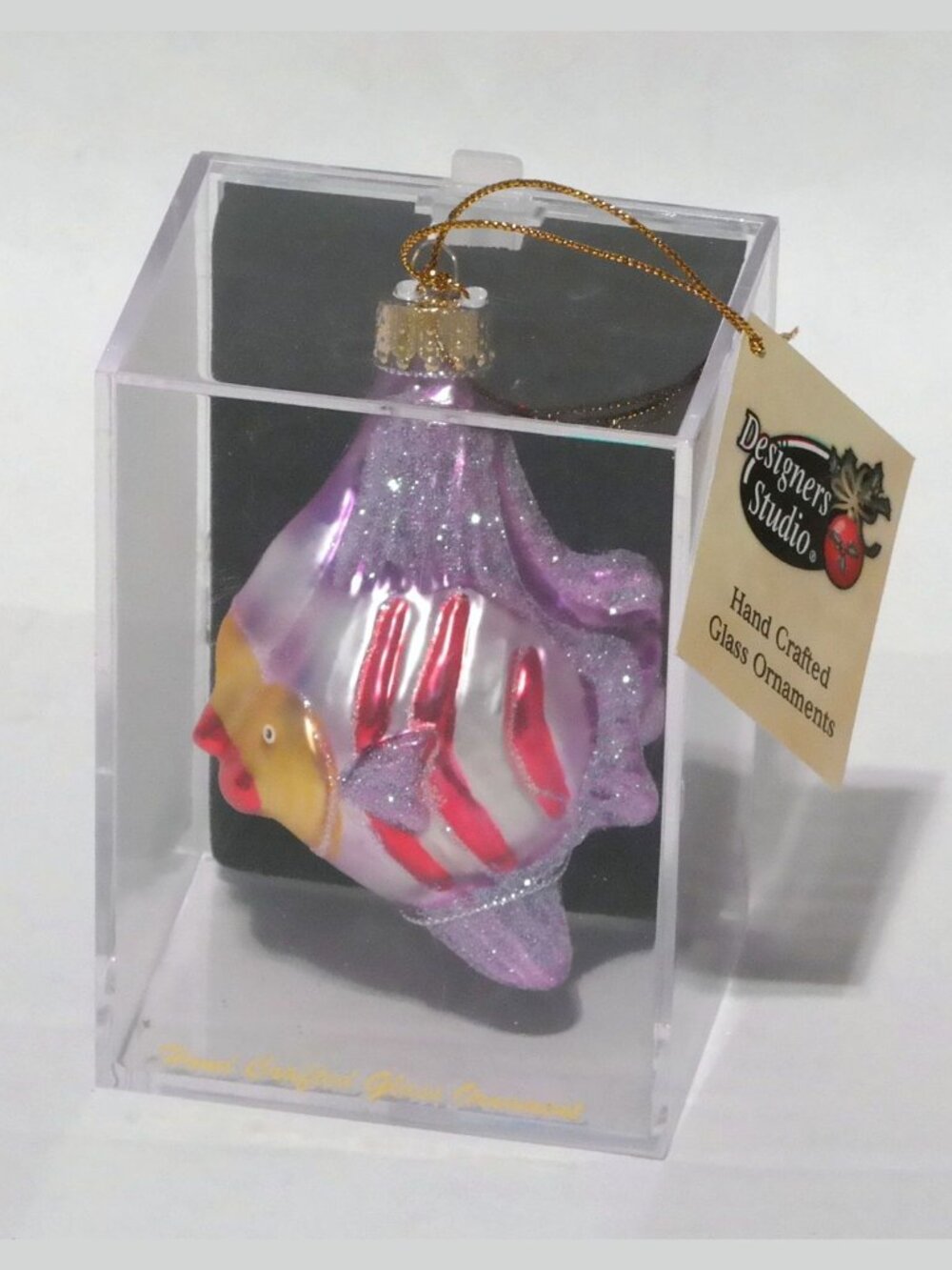NEW In Box Designers Studio Handcrafted Christmas 3" Glass Ornament